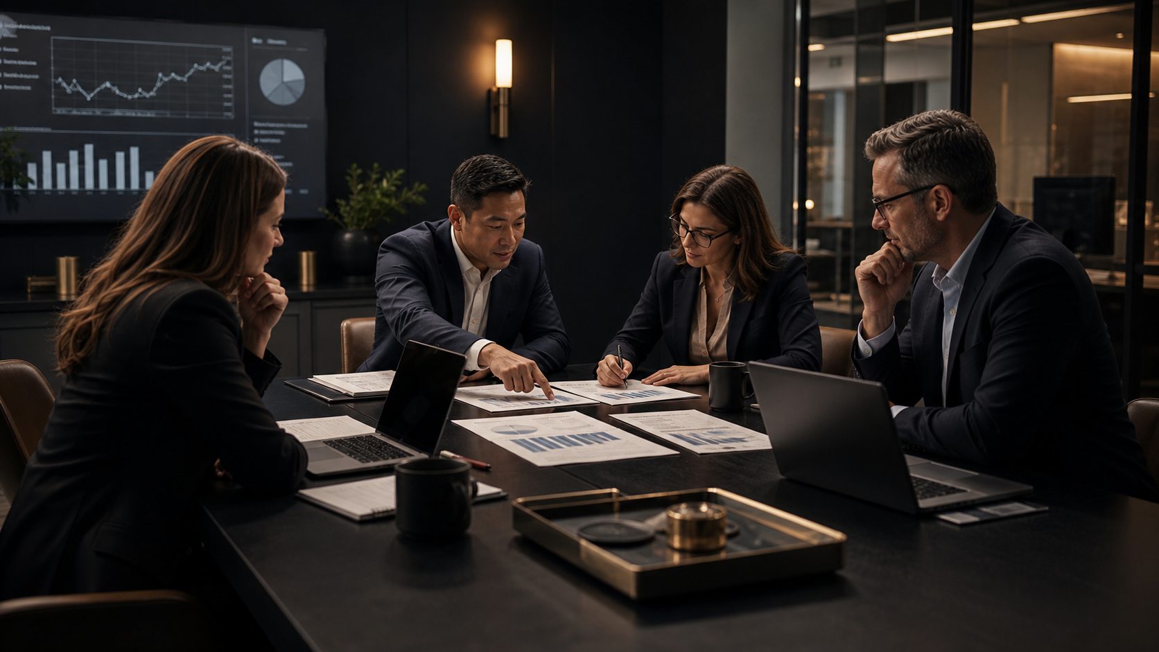 Financial team reviewing project profitability and job costing reports